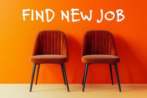 Find new job message with chairs. Conceptual find new job symbol. photo