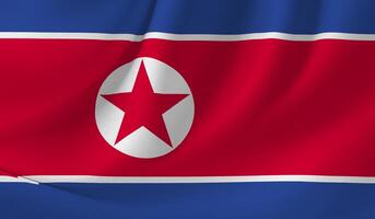 Illustration of NORTH KOREA flag with wavy effect photo
