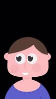 Cartoon Character Looking Around 2D Animation Vertical Alpha Channel video