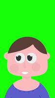 Cartoon Character Looking Around 2D Animation Vertical Green Screen video
