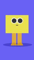 Cube Head Character Looking Around 2D Animation Vertical video
