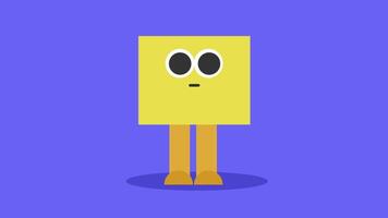 Cube Head Character Looking Around 2D Animation video