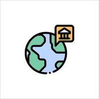 A globe with a bank icon on it vector