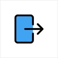 A blue and black icon of a phone with an arrow pointing to it vector