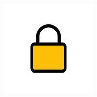 A yellow lock icon on a white background vector