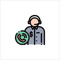Call center agent with headset and phone icon vector