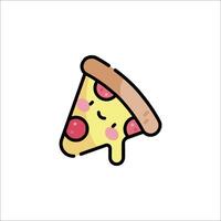 A slice of pizza with a face on it vector