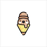 A cartoon ice cream cone with a bear in it vector