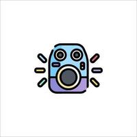 A camera icon with a rainbow background vector