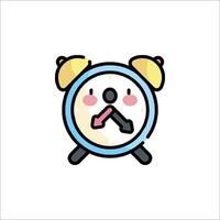 An alarm clock icon with a face and a bell vector