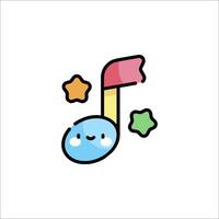 A cute music note with stars and a smile vector
