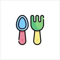 A colorful spoon and fork icon vector