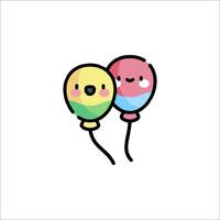 Two colorful balloons with faces on them vector
