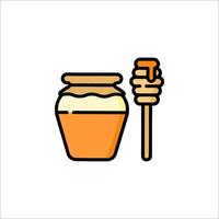 Honey jar and spoon icon vector