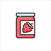 A jar of strawberry jam on a white background vector