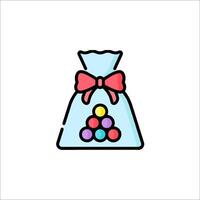 A bag with a bow on it and a bunch of balls inside vector
