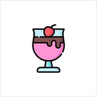 A dessert with a cherry on top in a glass vector