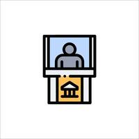 A man in a bank machine icon vector