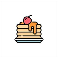 Pancakes with syrup and cherry icon vector