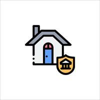 A house with a shield and a bank icon vector