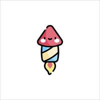 A cute little rocket with a smiley face on it vector