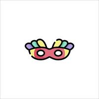 A colorful mask with a rainbow feather on it vector