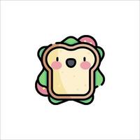 A cute sandwich with a face on it vector