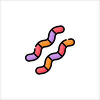 A line drawing of a pair of colorful worms vector