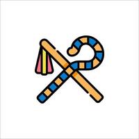 A colorful candy cane and a cross on a white background vector