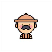 A man with a mustache and hat on his head vector