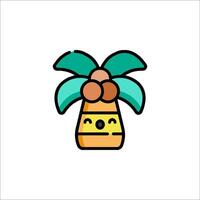 A cartoon palm tree with a face on it vector