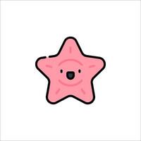 A pink starfish icon with a face vector