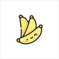 Banana kawaii sticker vector