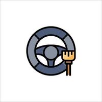 A steering wheel with a plug on it vector