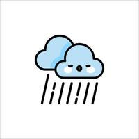 A cartoon cloud with rain drops on it vector
