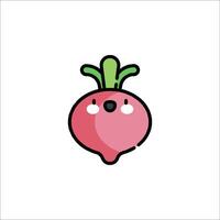 A cute beet with a green leaf on it vector