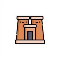 A cartoon brick tower with two faces vector
