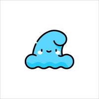 A cartoon blue cloud with a sad face vector