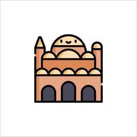 A cartoon building with a smiley face on it vector