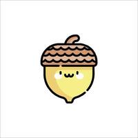 A cute little acorn with a face on it vector