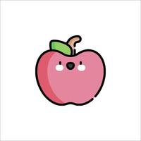 An apple with a cute face and a smile vector