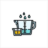 A measuring cup and a measuring jug with water vector
