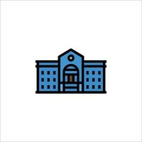 A building icon with a clock on top vector