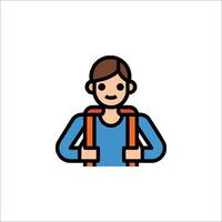 A man with a backpack icon vector