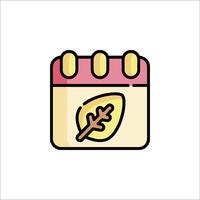 Calendar icon with leaf and leaf vector