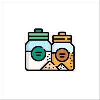 Two jars with food in them on a white background vector