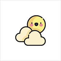 A cartoon cloud with a smiley face on it vector