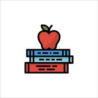 An apple on top of books icon vector