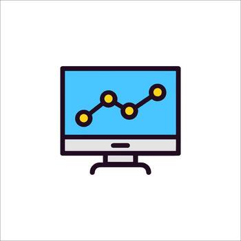 A computer monitor with a graph on it vector