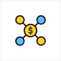 A dollar sign icon with three circles vector